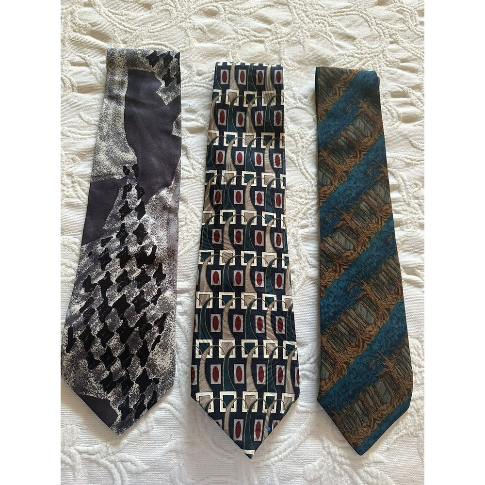 Vintage  Neck Tie Lot of 3 Jerry Garcia, Pierre Balmain, Oscar de la Renta